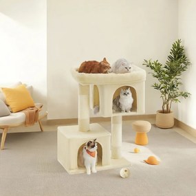 Arranhador com 2 cavernas 68 x 48 x 101 cm bege