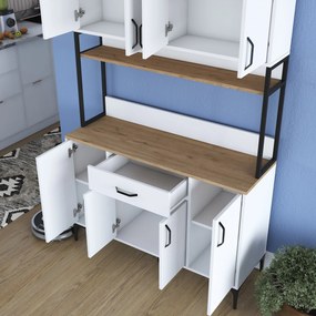 Armário Alto de Cozinha "Stella" - 120 x 198,6 x 40 cm - Nogueira e Br