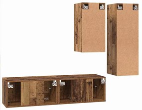 Conjunto de móvel de TV 4 pcs Madeira antiga 30.5 x 30 x 90 cm