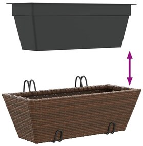 Canteiros com ganchos 2 pcs vime PE castanho