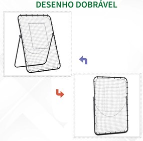 Rede de Rebote Dobrável de Metal com 4 Ângulos e Altura Ajustável para