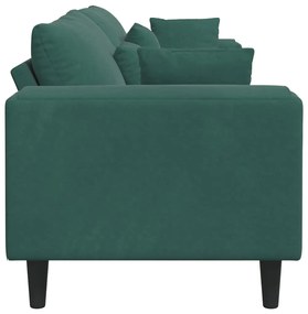 Sofá de Veludo com almofada com travesseiro Verde Escuro 208 cm Veludo