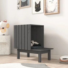 vidaXL Ninho para gatos 60x36x60 cm madeira pinho maciça cinzento