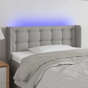 Cabeceira cama c/ luzes LED tecido 103x16x78/88 cm cinza-claro