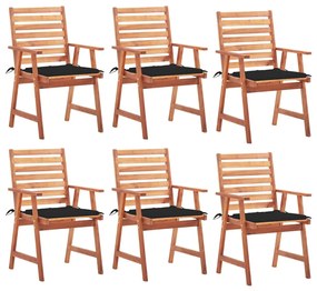 vidaXL Cadeiras de jantar p/ jardim 6 pcs c/ almofadões acácia maciça