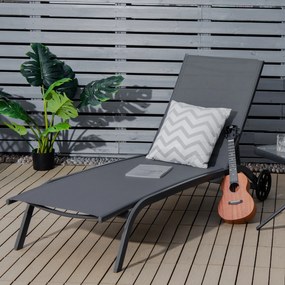 Conjunto de 2 espreguiçadeiras com rodas, tecido de secagem rápida e encosto reclinável em 6 posições, para exterior, piscina, pátio e jardim, cinzent