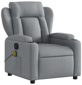 Poltrona de massagens reclinável elétrica tecido cinzento-claro
