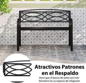 Banco de jardim de 116 cm 49 x 116 x 83 cm para 2 pessoas em metal resistente com braços e encosto curvos  Preto