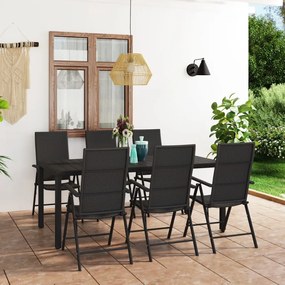 vidaXL 7 pcs conjunto de jantar para jardim preto