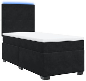 Cama com molas/colchão 90x190 cm veludo preto