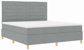 Cama Box Spring com Colchão &amp; LED Cinza Claro 180x200 cm Tecido
