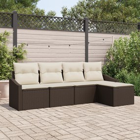Conjunto de Jantar para Jardim de 5 Peças com Almofadas em Rattan Sint