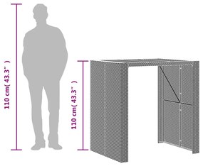 Mesa de bar para jardim com tampo em acácia vime PE cinza