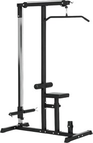 HOMCOM Máquina de Musculação Estação de Treinamento com Poleia e Assento Ajustável em Altura para Treinamento 107x120x190cm Preto | Aosom Portugal