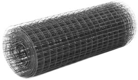 Cerca arame galinheiro 25x0,5m aço c/ revestimento PVC cinzento