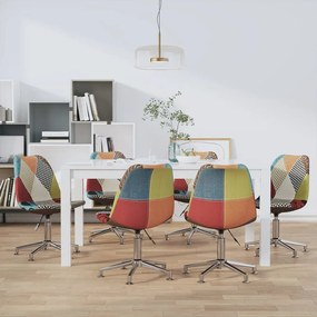 vidaXL Cadeiras de jantar giratórias 6 pcs retalhos de tecido