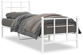 Estrutura de cama com cabeceira e pés 75x190 cm metal branco