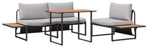 Conjunto de Jantar de Jardim de 3 Peças vidaXL com Almofadas Cinza Cla