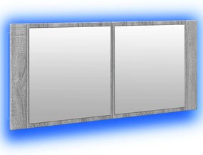 Armário espelhado casa de banho LED 100x12x45cm cinza sonoma