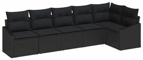 Conjunto de Jantar para Jardim com 6 Peças e Almofadas em Rattan Preto