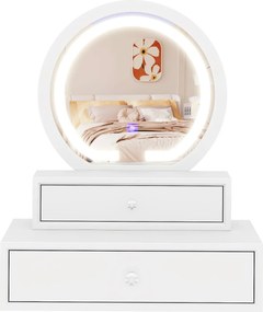 Espelho de maquilhagem com 2 gavetas 51 x 26 x 59 cm Branco