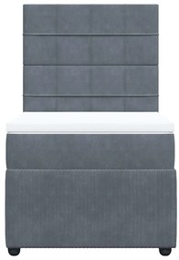 Cama com molas/colchão 100x200 cm veludo cinza-escuro