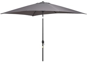Outsunny Chapéu de Sol de Alumínio 200x300x240cm Chapéu de Sol Retangular de Jardim Inclinável com Manivela e Mastro Desmontável para Terraço Piscina Pátio Exterior Cinza