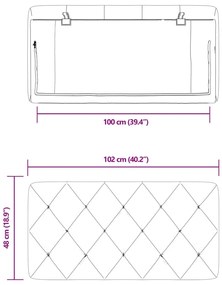 Almofadão de cabeceira 100 cm veludo cinzento-claro