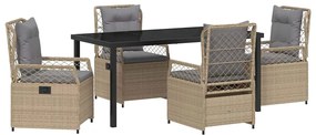 Conjunto de Jantar de Jardim 5 Peças Bege em Rattan Sintético