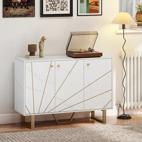 Aparador de Sala, 107 x 35 x 75 cm, Prateleiras Reguláveis, Branco