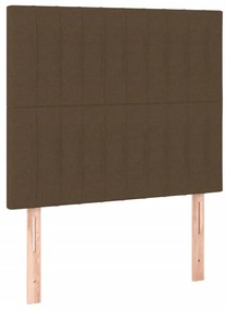 Cama box spring c/ colchão/LED 100x200cm tecido castanho-escuro