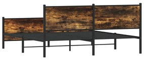 Estrutura de cama sem colchão 193x203cm metal carvalho fumado