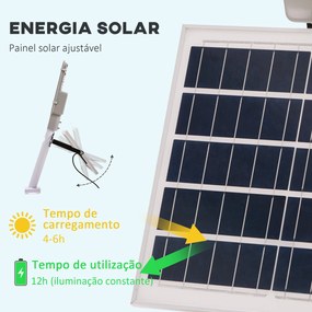 Candeeiro Solar de Exterior com 78 LED Impermeável com Controlo Remoto Luz Ajustável e Temporizador 70x36x22 cm Prata