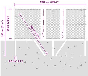 Cerca Hexagonal vidaXL Cinza 0,6x10 m Aço