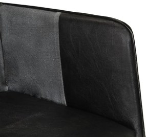 Poltrona de apoio couro genuíno preto e cinzento