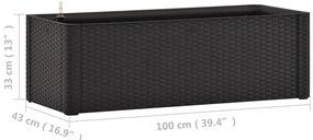 Vaso/floreira c/ sistema rega automática 100x43x33cm antracite