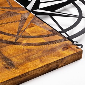Acessório Decorativo de Parede Pusula – Nogueira e Preto – 58 x 58 cm