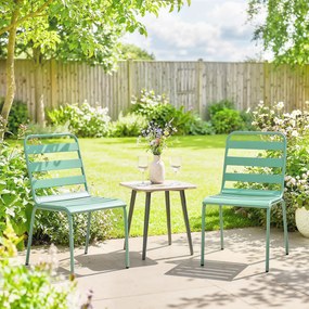 Conjunto de 2 cadeiras de jardim empilháveis em metal para terraço, varanda, jardim, verde