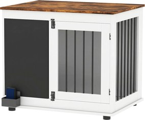 Gaiola para cães de interior  80 x 60 x 70 cm com 2 portas e quadro negro para cães de tamanho médio (até 20 kg) branca