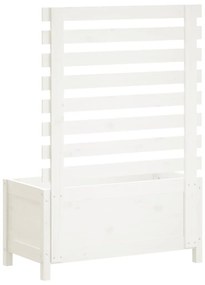 Vaso de jardim c/ suporte 79x39,5x114 cm pinho maciço branco