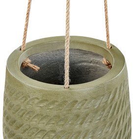 Vaso para plantas suspenso em fibra de argila verde 20 x 20 x 21 cm LIVADIA Beliani