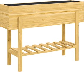 Outsunny Jardineira elevada canteiro quadrado de jardim elevado com 2 furos de drenagem em madeira 100 x 30 x  70,5 cm madeira natural | Aosom Portugal