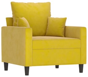 3 pcs conjunto de sofás com almofadões veludo amarelo