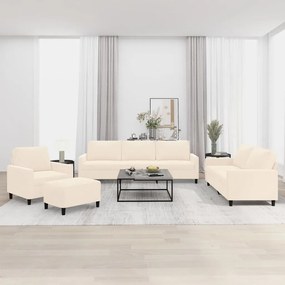 vidaXL 4 pcs conjunto de sofás com almofadões veludo cor creme