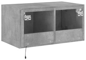 Móvel de parede p/ TV c/ luzes LED 60x35x31 cm cinza cimento