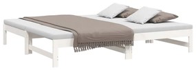 Sofá-cama de puxar 2x(75x190) cm madeira de pinho maciça branco