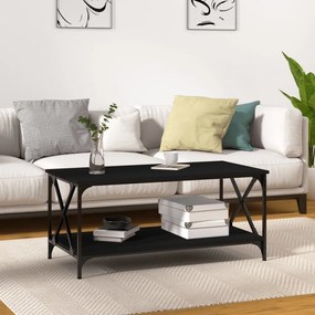 823307 vidaXL Mesa de centro 100x50x45 cm derivados de madeira/ferro preto