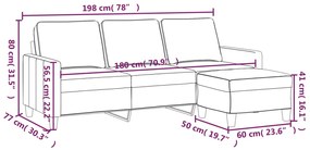 Sofá Luka Chaise Longue de 3 Lugares em Tecido - Cinzento - Design Nór