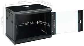 Armário bastidor de parede 9U 19" IP20 600x450x510 mm