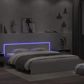 vidaXL Estrutura cama c/ cabeceira e luzes LED 180x200 cm branco